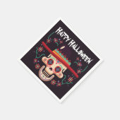 Schedel met pet en bloemenHalloween feest Servet (Hoek)