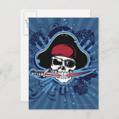 Schedel met piratenzwaard, ooglapje en pet briefkaart (Voorkant / Achterkant)