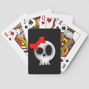  schedel met rode romp pokerkaarten