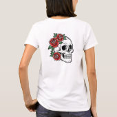 Schedel met rode rozen poster t-shirt (Achterkant)