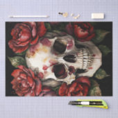 Schedel met rode rozen tissuepapier (Craft)