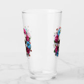 Schedel met rode witte en blauwe bloemen glas (Links)