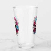 Schedel met rode witte en blauwe bloemen glas (Rechts)