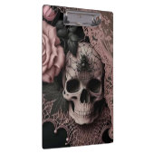 Schedel met Roze Kant en Zachte Roze Bloem Klembord (Rechts)