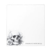 Schedel met rozen aquarelschilderij notitieblok (Voorkant)