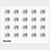 Schedel met rozen aquarelschilderij vierkante sticker (Vel)