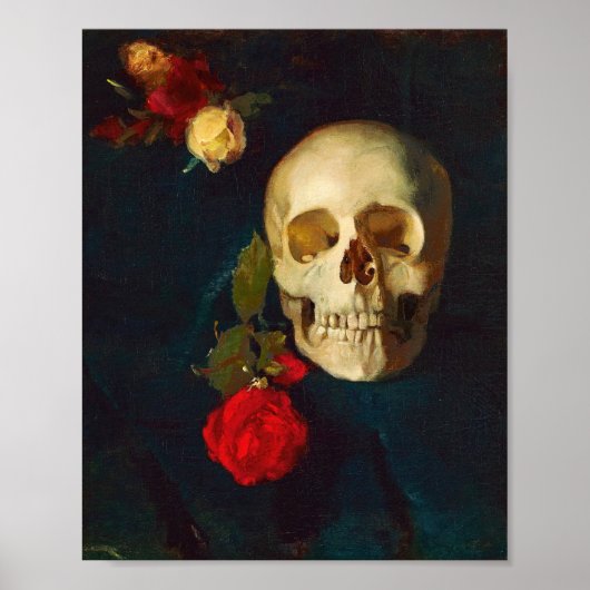 Schedel met Rozen | Carl Schuch Poster (Voorkant)