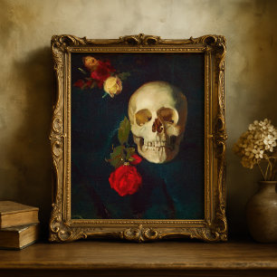 Schedel met Rozen   Carl Schuch Poster