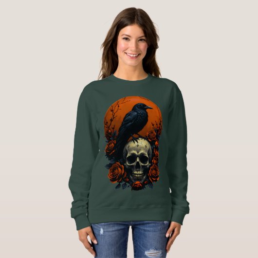 Schedel met Rozen & Crow Gothic Sweatshirt (Voorkant volledig)