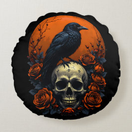 Schedel met Rozen & Crow Gothic Sweatshirt Rond Kussen