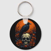 Schedel met Rozen & Crow Gothic Sweatshirt Sleutelhanger (Voorkant)