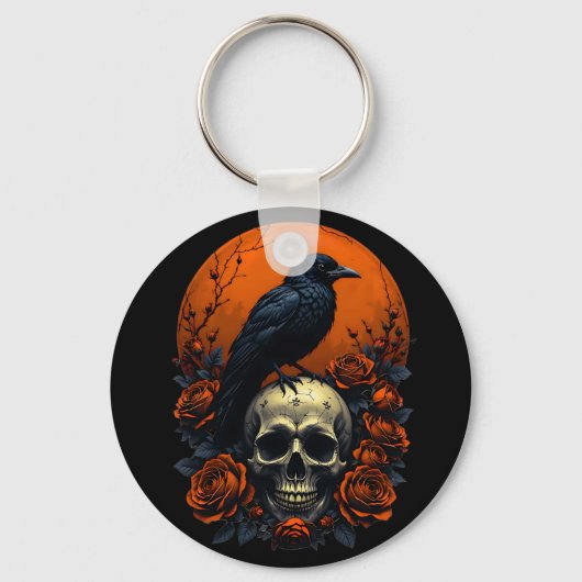 Schedel met Rozen & Crow Gothic Sweatshirt Sleutelhanger (Voorkant)