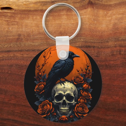 Schedel met Rozen & Crow Gothic Sweatshirt Sleutelhanger (Achterkant)