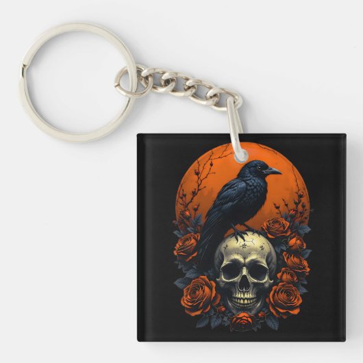 Schedel met Rozen & Crow Gothic Sweatshirt Sleutelhanger (voorkant)