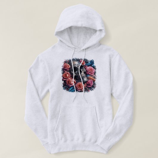 Schedel met Rozen en Bluebird Hoodie (Design voorkant)