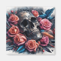 Schedel met Rozen en Bluebird