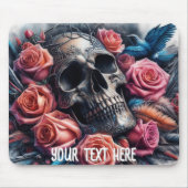 Schedel met Rozen en Bluebird Muismat (Voorkant)