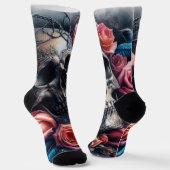 Schedel met Rozen en Bluebird Sokken (Gebogen)