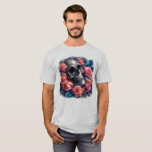Schedel met Rozen en Bluebird T-shirt (Voorkant volledig)