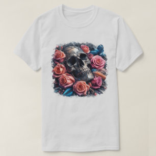 Schedel met Rozen en Bluebird T-shirt