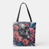 Schedel met Rozen en Bluebird Tote Bag (Achterkant)