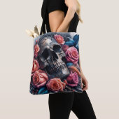 Schedel met Rozen en Bluebird Tote Bag (Dichtbij)