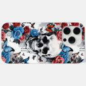 Schedel met Rozen en Vlinders Drippy Paint Case-Mate iPhone Case (Achterkant (horizontaal))