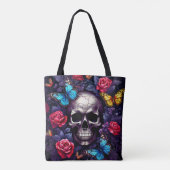 Schedel met Rozen en vlinders Gothic Tote Bag (Achterkant)