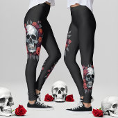 Schedel met Rozen Gotische Halloween Leggings