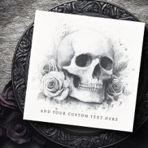 Schedel met rozen watercolor schilderij