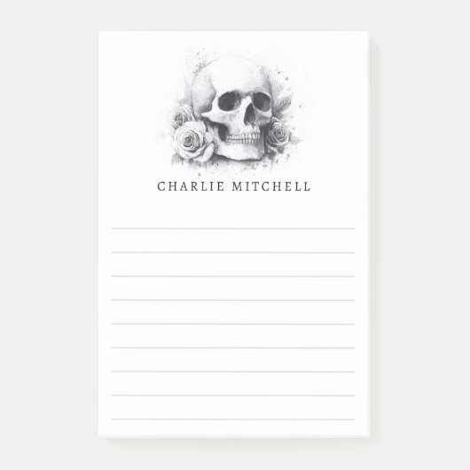 Schedel met rozen waterverf schilderij gevoerd post-it® notes (Voorkant)