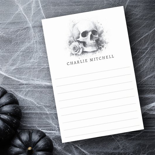 Schedel met rozen waterverf schilderij gevoerd post-it® notes