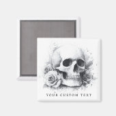 Schedel met rozen waterverf schilderij magneet (Voorkant / Achterkant)