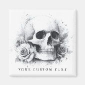 Schedel met rozen waterverfschilderij magneet (Voorkant)