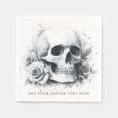 Schedel met rozen waterverfschilderij servet (Voorkant)