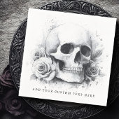 Schedel met rozen waterverfschilderij servet