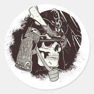Schedel Met Samoerai Helm Ronde Sticker