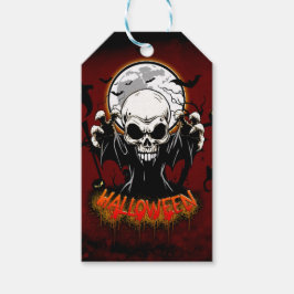 Schedel met scherpe, dreigende tanden cadeaulabel