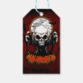 Schedel met scherpe, dreigende tanden cadeaulabel (Achterkant)