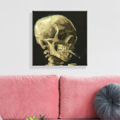 Schedel met sigaret van Van Gogh Verpakt Canvas Afdruk (Insitu (Woonkamer))
