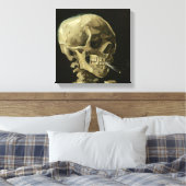 Schedel met sigaret van Van Gogh Verpakt Canvas Afdruk (Insitu (Slaapkamer))