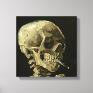 Schedel met sigaret van Van Gogh Verpakt Canvas Afdruk