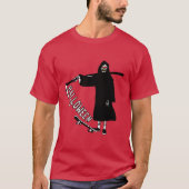 schedel met skateboard met scythe halloween t-shirt (Voorkant)