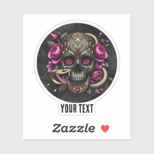 Schedel met slang aangepaste Sticker. Sticker (Vel)