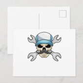 Schedel met snor & moersleutel briefkaart (Voorkant / Achterkant)