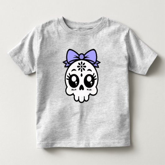 Schedel met strik  kinder shirts (Voorkant)
