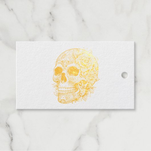 Schedel met Tattoos en bloemen Cadeaulabels (Voorkant (horizontaal))