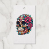 Schedel met Tattoos en bloemen Cadeaulabels (Achterkant)