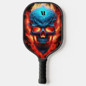 Schedel met vlammen Modern Monogram Pickleball Paddle (Achterkant)