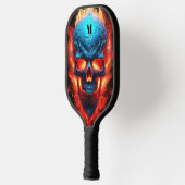 Schedel met vlammen Modern Monogram Pickleball Paddle (Links)